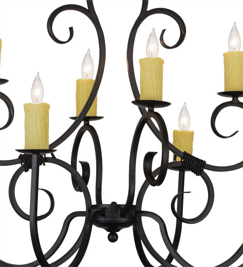 Meyda Lighting Clifton 48" 10-Light Blackwash Chandelier With Ivory Faux Candlelight