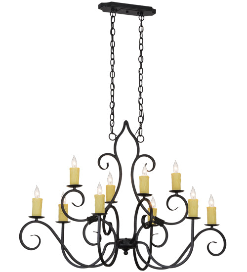 Meyda Lighting Clifton 48" 10-Light Blackwash Chandelier With Ivory Faux Candlelight