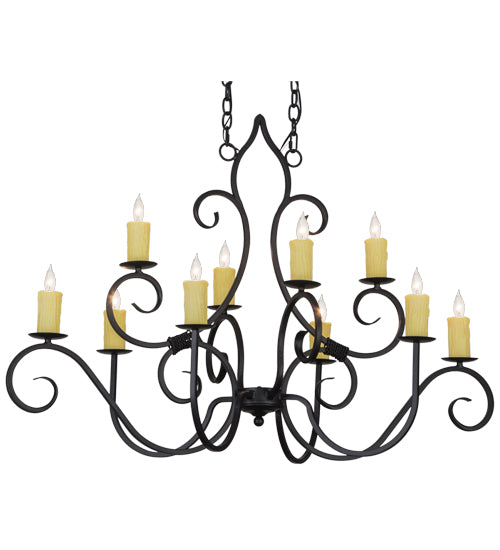 Meyda Lighting Clifton 48" 10-Light Blackwash Chandelier With Ivory Faux Candlelight
