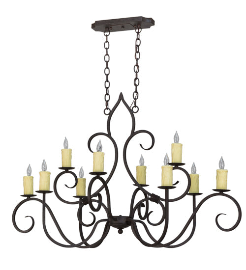 Meyda Lighting Clifton 48" 10-Light Cajun Spice Chandelier With Ivory Faux Candlelight