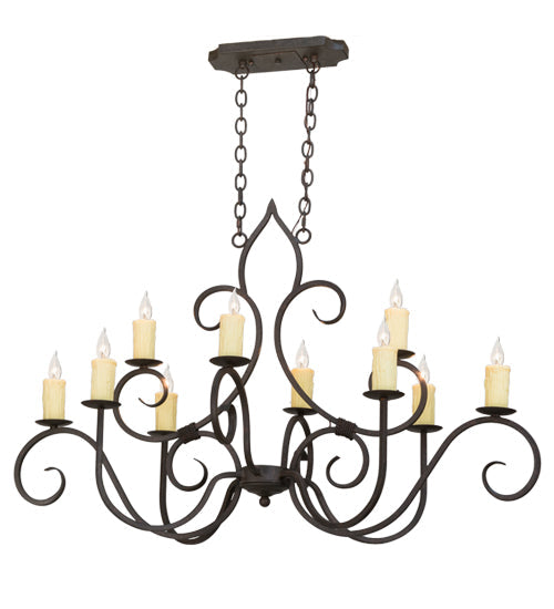 Meyda Lighting Clifton 48" 10-Light Cajun Spice Chandelier With Ivory Faux Candlelight