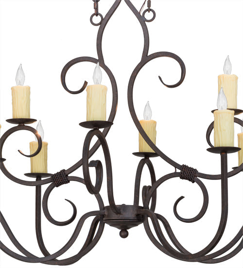 Meyda Lighting Clifton 48" 10-Light Cajun Spice Chandelier With Ivory Faux Candlelight