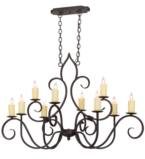 Meyda Lighting Clifton 48" 10-Light Cajun Spice Chandelier With Ivory Faux Candlelight