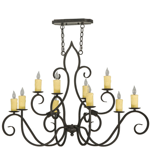 Meyda Lighting Clifton 48" 10-Light Chestnut Chandelier With Ivory Faux Candlelight