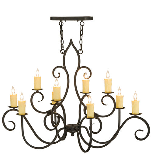 Meyda Lighting Clifton 48" 10-Light Chestnut Chandelier With Ivory Faux Candlelight