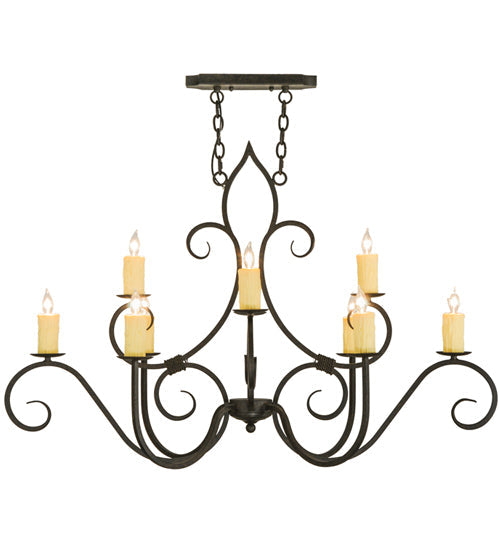 Meyda Lighting Clifton 48" 10-Light Chestnut Chandelier With Ivory Faux Candlelight
