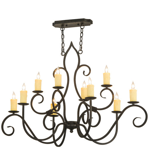 Meyda Lighting Clifton 48" 10-Light Chestnut Chandelier With Ivory Faux Candlelight
