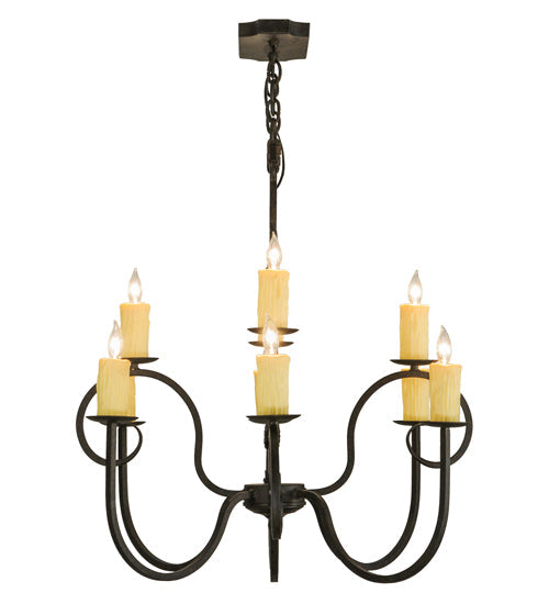 Meyda Lighting Clifton 48" 10-Light Chestnut Chandelier With Ivory Faux Candlelight