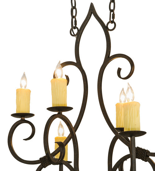 Meyda Lighting Clifton 48" 10-Light Chestnut Chandelier With Ivory Faux Candlelight