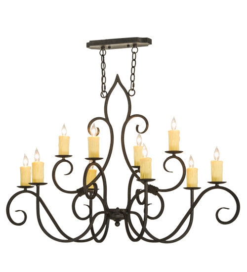 Meyda Lighting Clifton 48" 10-Light Chestnut Chandelier With Ivory Faux Candlelight