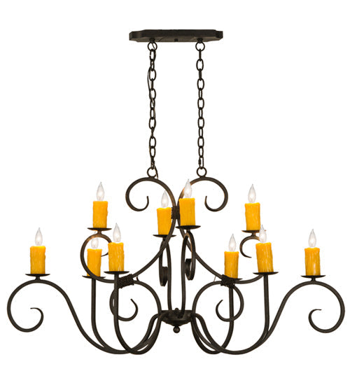 Meyda Lighting Clifton 48" 10-Light Chestnut Textured Chandelier With Amber Faux Candlelight
