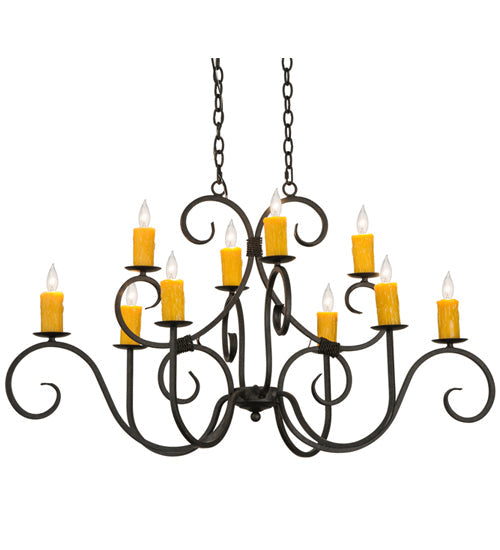 Meyda Lighting Clifton 48" 10-Light Chestnut Textured Chandelier With Amber Faux Candlelight
