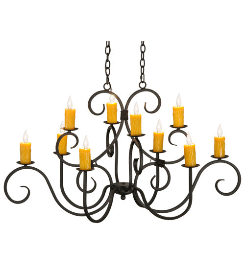 Meyda Lighting Clifton 48" 10-Light Chestnut Textured Chandelier With Amber Faux Candlelight