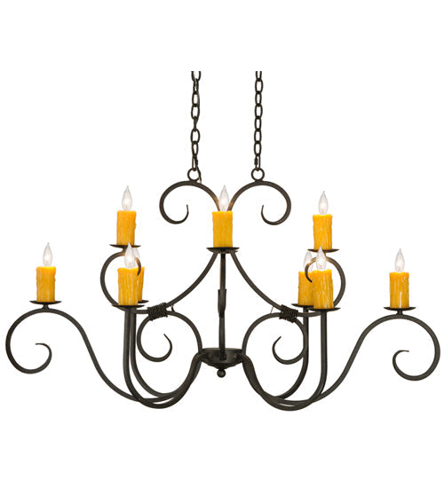 Meyda Lighting Clifton 48" 10-Light Chestnut Textured Chandelier With Amber Faux Candlelight