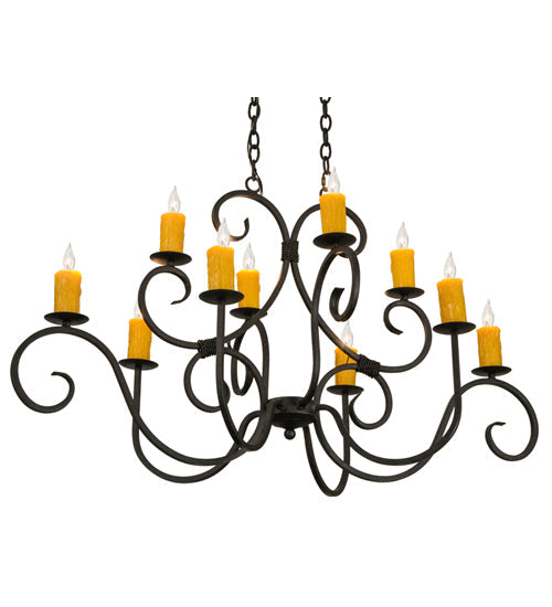 Meyda Lighting Clifton 48" 10-Light Chestnut Textured Chandelier With Amber Faux Candlelight