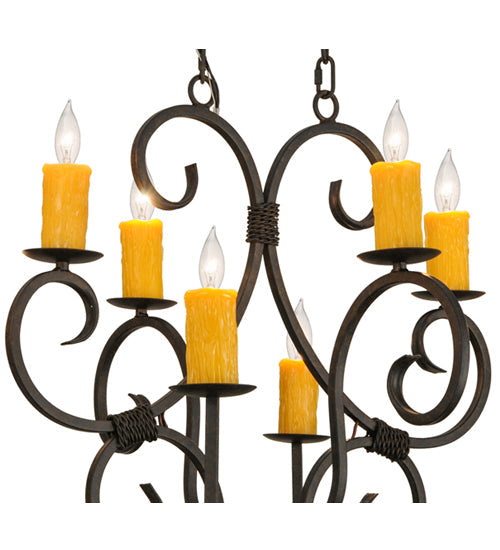 Meyda Lighting Clifton 48" 10-Light Chestnut Textured Chandelier With Amber Faux Candlelight