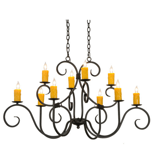 Meyda Lighting Clifton 48" 10-Light Chestnut Textured Chandelier With Amber Faux Candlelight