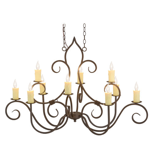 Meyda Lighting Clifton 48" 10-Light Classic Rust Island Chandelier With Ivory Faux Candlelight