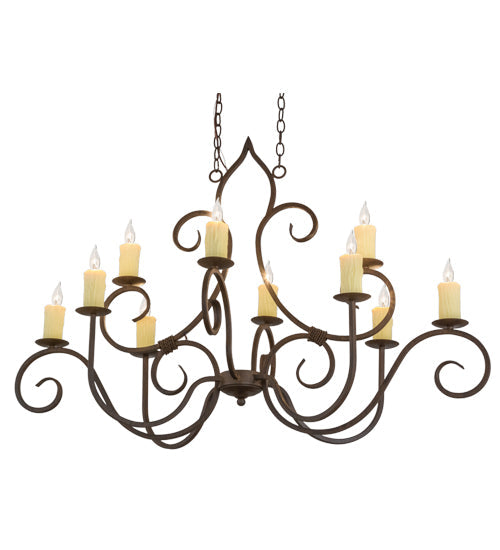 Meyda Lighting Clifton 48" 10-Light Classic Rust Island Chandelier With Ivory Faux Candlelight