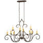Meyda Lighting Clifton 48" 10-Light Classic Rust Island Chandelier With Ivory Faux Candlelight