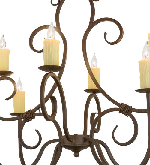 Meyda Lighting Clifton 48" 10-Light Classic Rust Island Chandelier With Ivory Faux Candlelight
