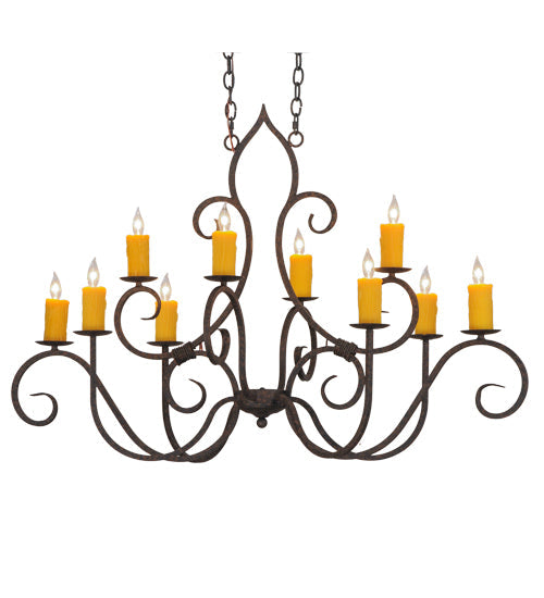 Meyda Lighting Clifton 48" 10-Light Coffee Bean Chandelier With Amber Faux Candlelight
