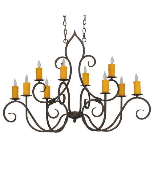Meyda Lighting Clifton 48" 10-Light Coffee Bean Chandelier With Amber Faux Candlelight
