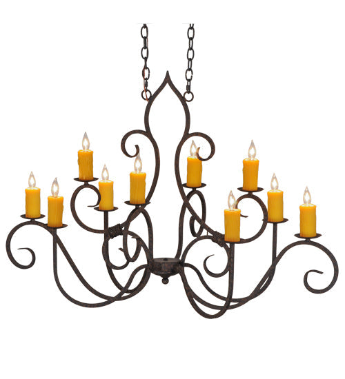 Meyda Lighting Clifton 48" 10-Light Coffee Bean Chandelier With Amber Faux Candlelight