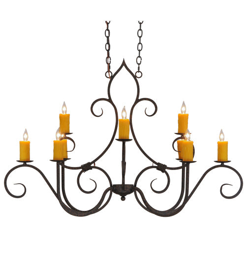 Meyda Lighting Clifton 48" 10-Light Coffee Bean Chandelier With Amber Faux Candlelight