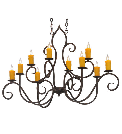Meyda Lighting Clifton 48" 10-Light Coffee Bean Chandelier With Amber Faux Candlelight