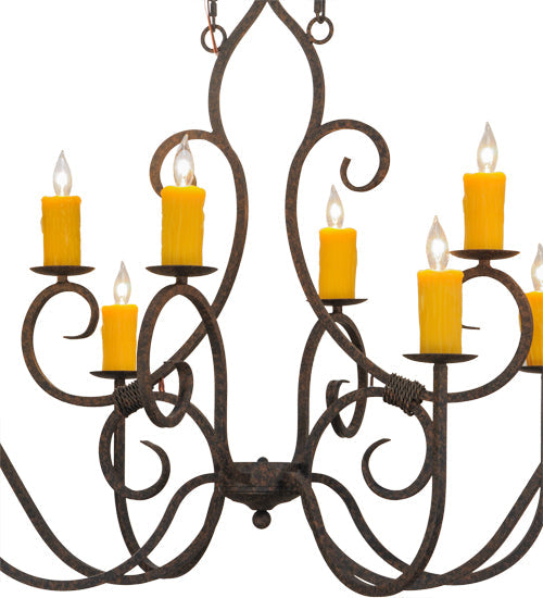 Meyda Lighting Clifton 48" 10-Light Coffee Bean Chandelier With Amber Faux Candlelight