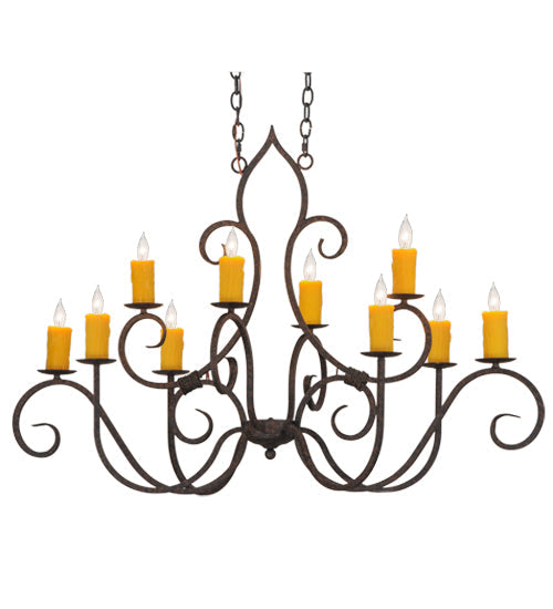 Meyda Lighting Clifton 48" 10-Light Coffee Bean Chandelier With Amber Faux Candlelight
