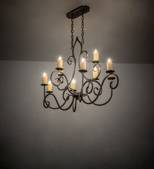 Meyda Lighting Clifton 48" 10-Light French Bronze Chandelier With Ivory Faux Candlelight