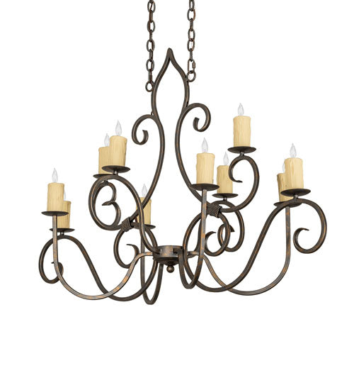 Meyda Lighting Clifton 48" 10-Light French Bronze Chandelier With Ivory Faux Candlelight