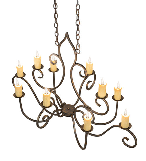 Meyda Lighting Clifton 48" 10-Light French Bronze Chandelier With Ivory Faux Candlelight