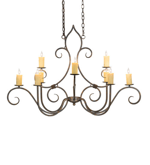 Meyda Lighting Clifton 48" 10-Light French Bronze Chandelier With Ivory Faux Candlelight