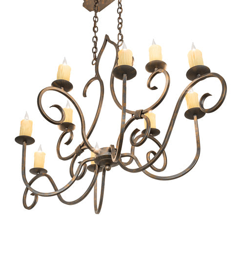 Meyda Lighting Clifton 48" 10-Light French Bronze Chandelier With Ivory Faux Candlelight