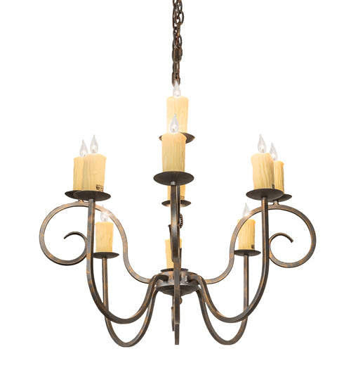 Meyda Lighting Clifton 48" 10-Light French Bronze Chandelier With Ivory Faux Candlelight
