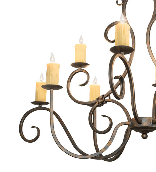 Meyda Lighting Clifton 48" 10-Light French Bronze Chandelier With Ivory Faux Candlelight