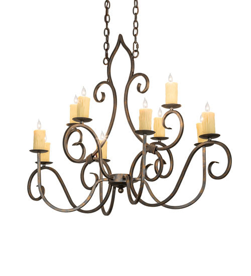 Meyda Lighting Clifton 48" 10-Light French Bronze Chandelier With Ivory Faux Candlelight