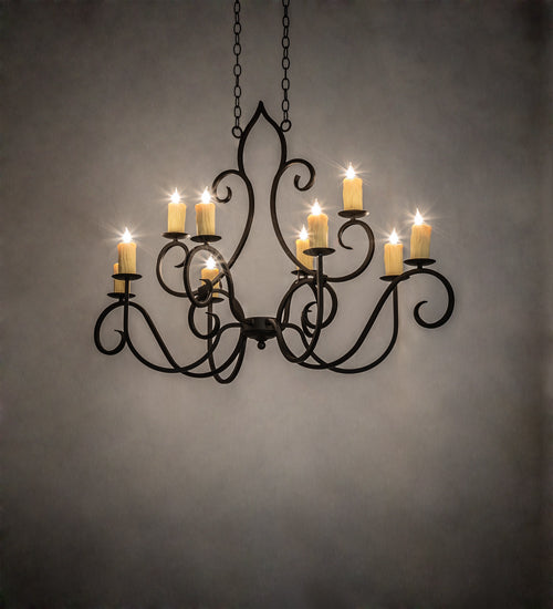 Meyda Lighting Clifton 48" 10-Light Oil Rubbed Bronze Island Chandelier With Ivory Faux Candlelight