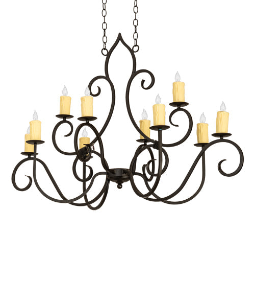 Meyda Lighting Clifton 48" 10-Light Oil Rubbed Bronze Island Chandelier With Ivory Faux Candlelight