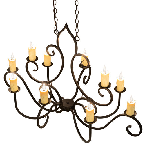 Meyda Lighting Clifton 48" 10-Light Oil Rubbed Bronze Island Chandelier With Ivory Faux Candlelight