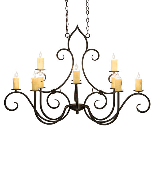 Meyda Lighting Clifton 48" 10-Light Oil Rubbed Bronze Island Chandelier With Ivory Faux Candlelight