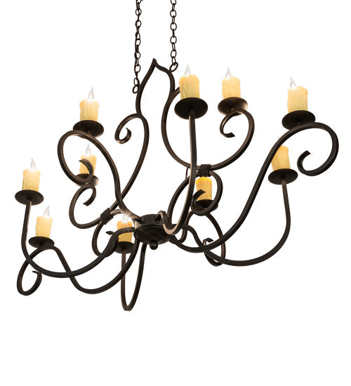 Meyda Lighting Clifton 48" 10-Light Oil Rubbed Bronze Island Chandelier With Ivory Faux Candlelight