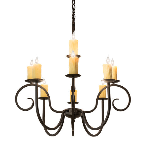 Meyda Lighting Clifton 48" 10-Light Oil Rubbed Bronze Island Chandelier With Ivory Faux Candlelight