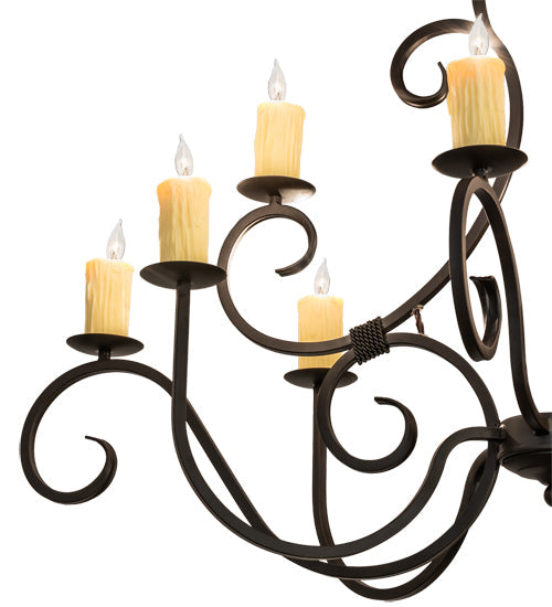 Meyda Lighting Clifton 48" 10-Light Oil Rubbed Bronze Island Chandelier With Ivory Faux Candlelight