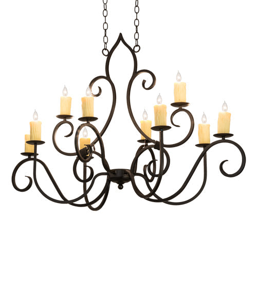 Meyda Lighting Clifton 48" 10-Light Oil Rubbed Bronze Island Chandelier With Ivory Faux Candlelight