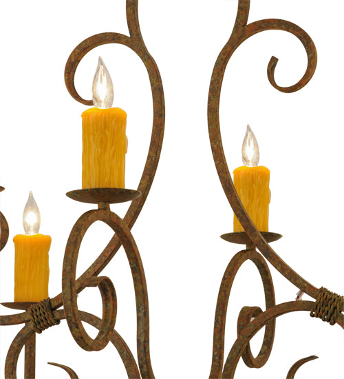 Meyda Lighting Clifton 48" 10-Light Organic Rust Chandelier With Amber Faux Candlelight