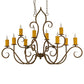 Meyda Lighting Clifton 48" 10-Light Organic Rust Chandelier With Amber Faux Candlelight